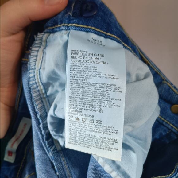 Levis Girls Jeans 14 Reg Cropped Wide Leg Raw Hem Blue Denim - Picture 16 of 16